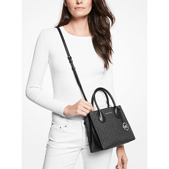 NWT Michael Kors Mercer Medium Logo and Leather Accordion Crossbody Bag - Picture 2 of 13